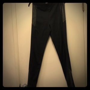 VS Black Leggings, faux leather detail